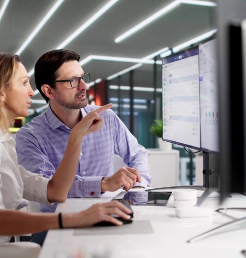 Man Using HR Software To Screen Interview Candidates For Talent